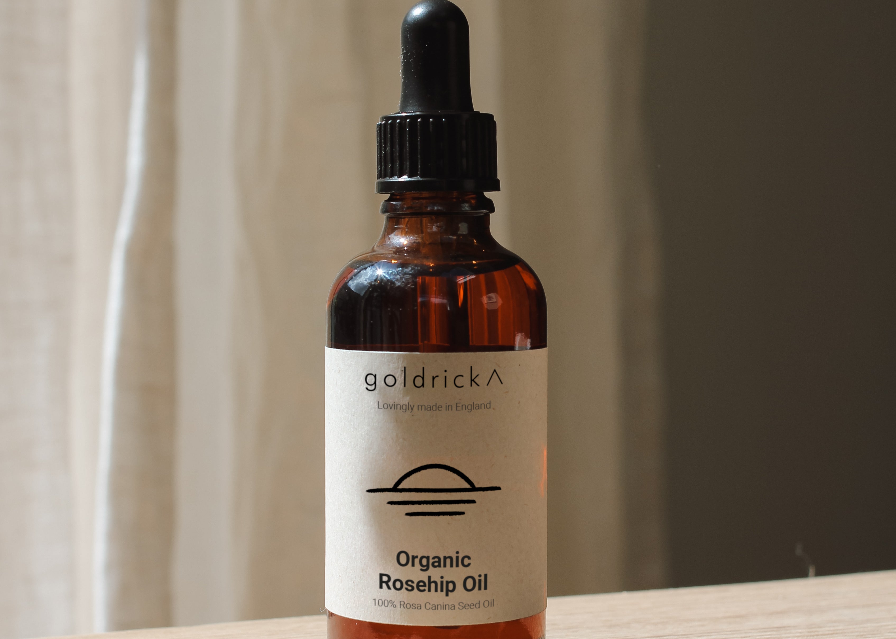 Organic Rosehip Oil by Goldrick. Organic Skincare, Natural Ingredients. Perfect for eco-conscious consumers.