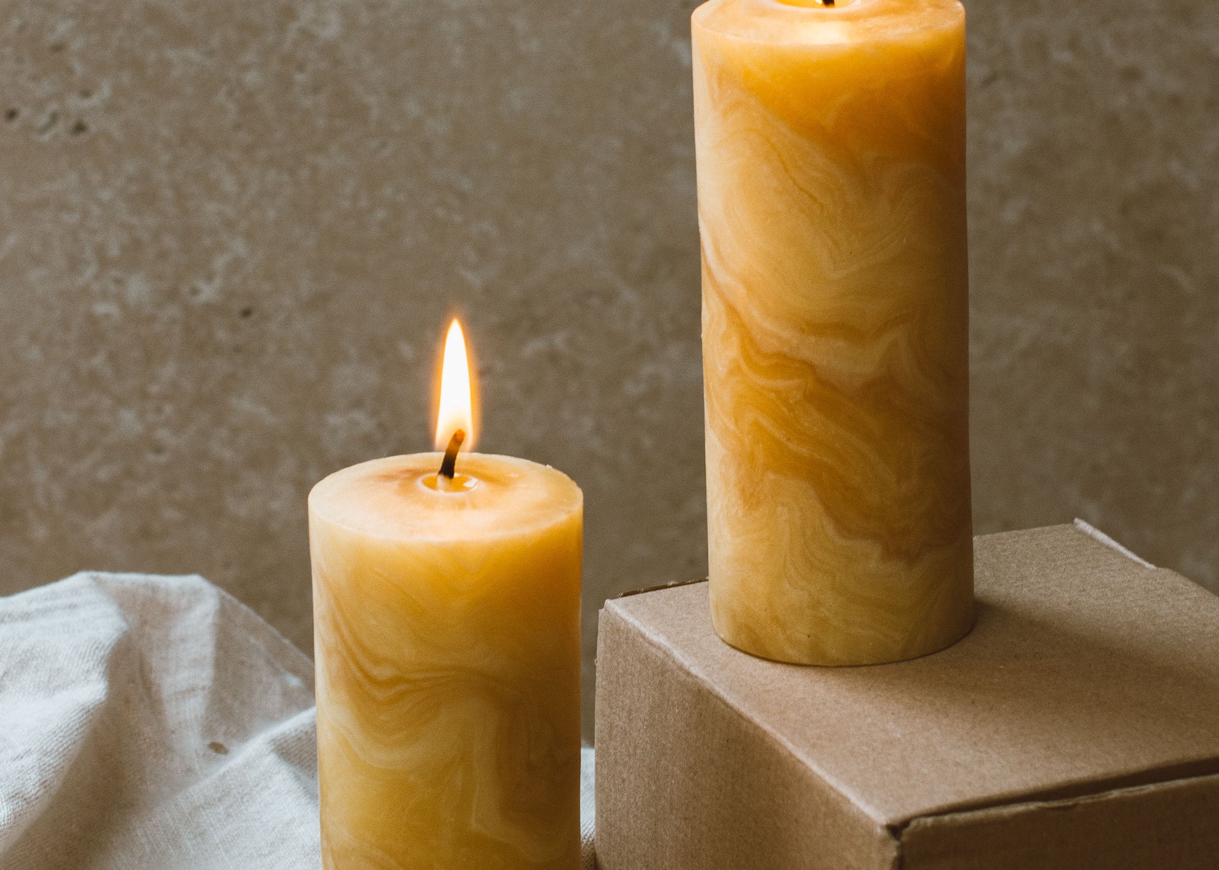 Marbled Beeswax Candles by Goldrick. Natural Candles, Eco-Friendly. Perfect for eco-conscious consumers.