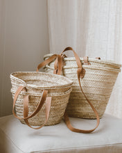 Small Palm Leaf & Leather Basket