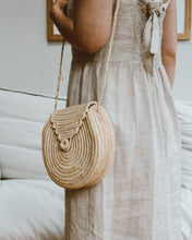 Handmade Round Raffia Bag | Scallop Detail